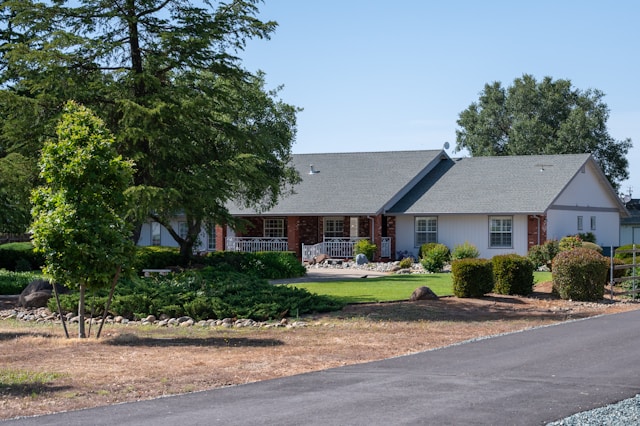 Brick house with a composite roof